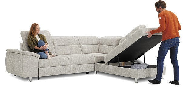 Scandi canapé d'angle avec espace de rangement gris Seats and Sofas