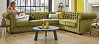 canapé d'angle Chesterfield vert olive