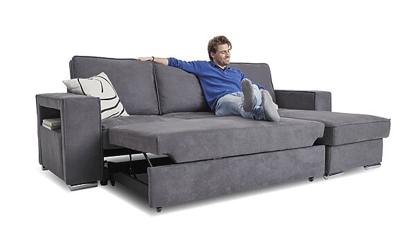Nino canapé d'angle gris avec fonction lit Seats and Sofas