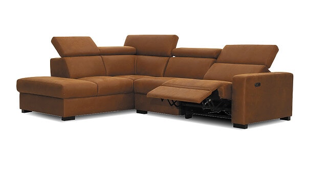 Portland canapé d'angle avec fonction relax marron
