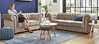 canapés Chesterfield beige, taupe